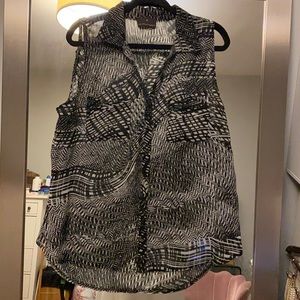 Fenn Wright Manson Button Up No Sleeve Top Sz XL